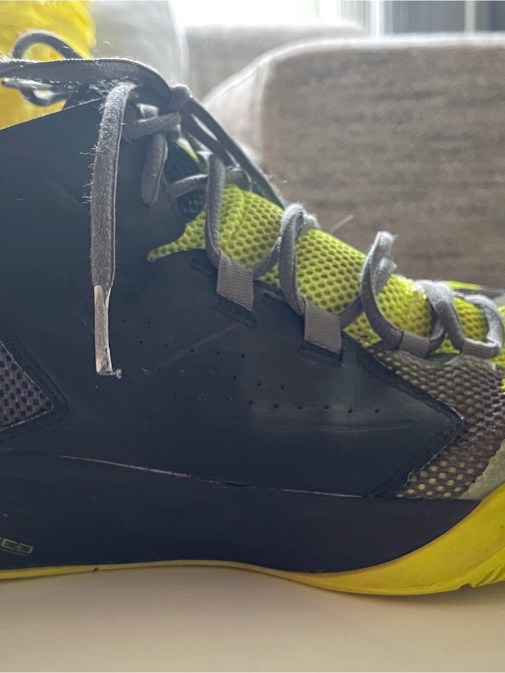 Youth Black and Neon Yellow Athletic Sneakers